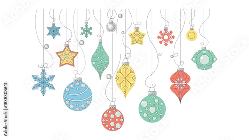 Festive Ornaments: A charming array of hanging ornaments with intricate details, each telling a story of holiday cheer and winter wonder.