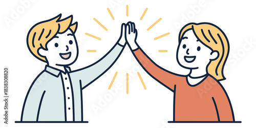 Excited Man and Woman Sharing a High Five Moment celebration