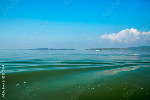 fishing boat on the Uluabat lake, Golyaka Bursa