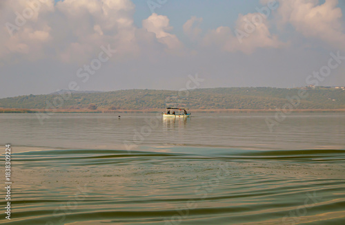 fishing boat on the Uluabat lake, Golyaka Bursa