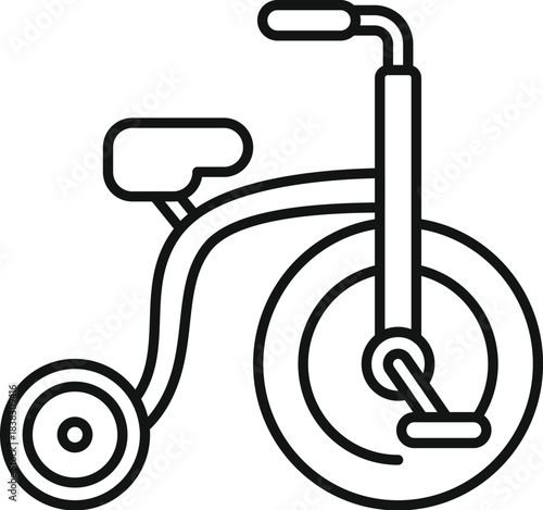 Simple line drawing of a tricycle representing childhood, play, and outdoor activities