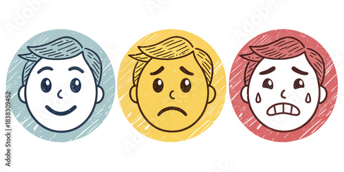 Happy Sad Crying Face Emotions drawn correction