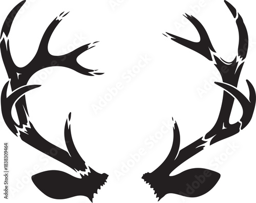 Black stylized deer antlers vector illustration  perfect for wildlife hunting designs