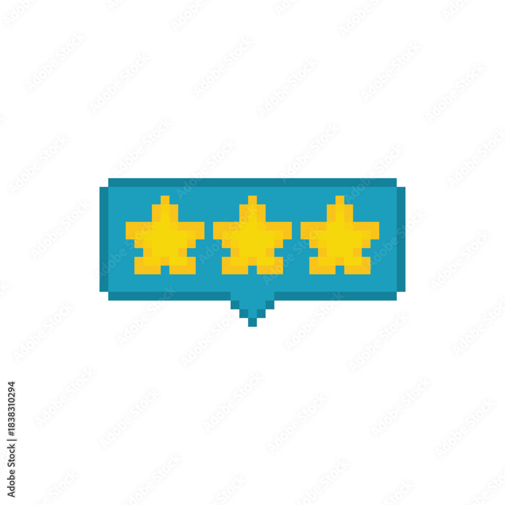 Obraz premium pixel art chat stars speach bulbble rate feedback 8 bit vector icon for computer game logo