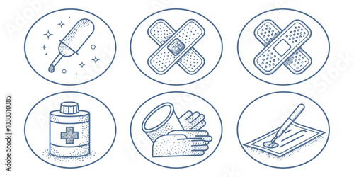 Medical Icons Set With Hand Drawn Style sketchy handmade
