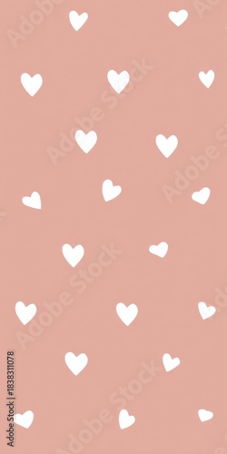White hearts pattern on pastel pink background