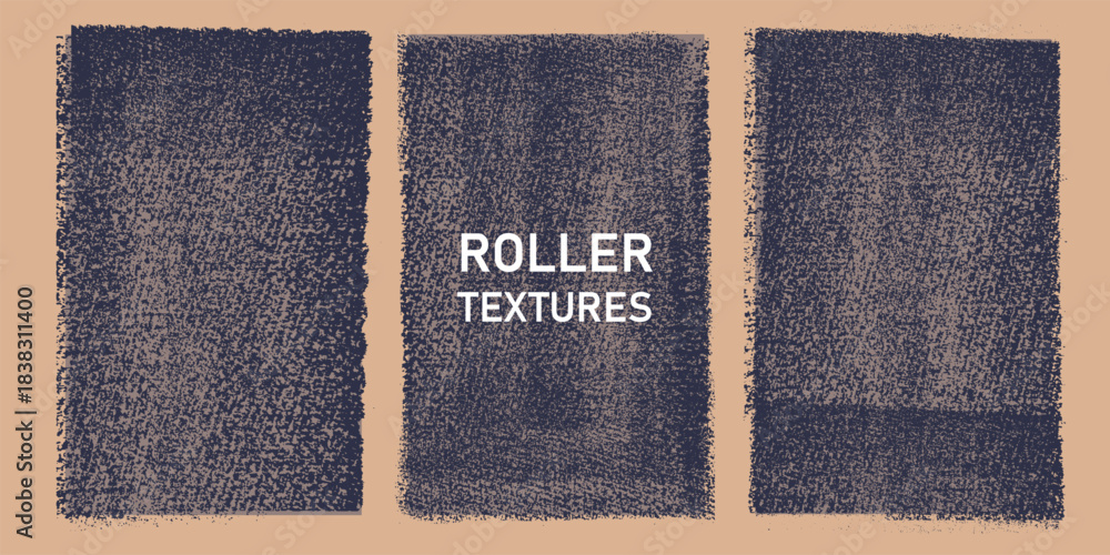 Fototapeta premium Blue linocut stamp textures on acid green background. Handmade ink-roller rough edges with aged distressed effect. Grunge urban street art overlays, lino block printing texture for bold graphic design