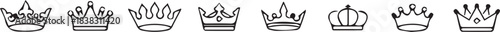 Crown icon set. Royal crown symbol collection. line crown icon. vector illustration