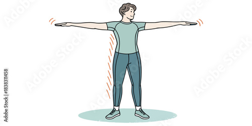 Person doing arm circles exercise with blue clothing