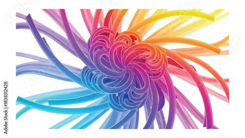 Vibrant Swirl of Colors: A mesmerizing display of intertwined and swirling bands of vivid color, radiating outward from a central point, evoking a sense of dynamic energy and artistic creativity.