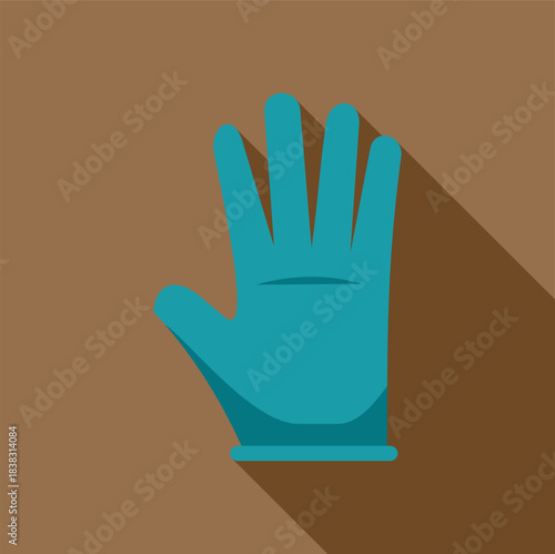 Turquoise medical glove protecting hand from virus and bacteria, healthcare concept