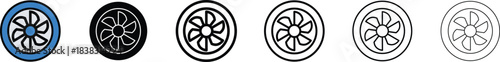 Air cooling Icon set in multiple styles filled, Outline, Line, Stroke Vector Illustration.