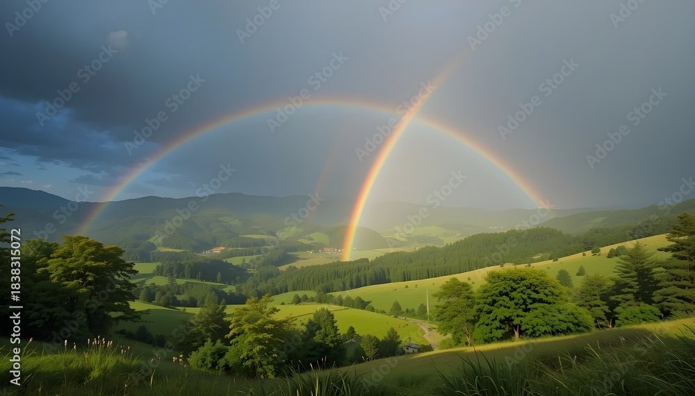 Naklejka premium A beautiful rainbow in magnificent nature