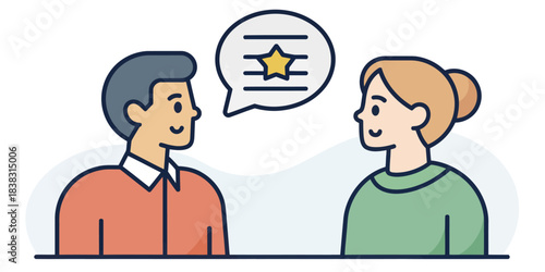 Two People Discussing with Star Rating discussion conversation
