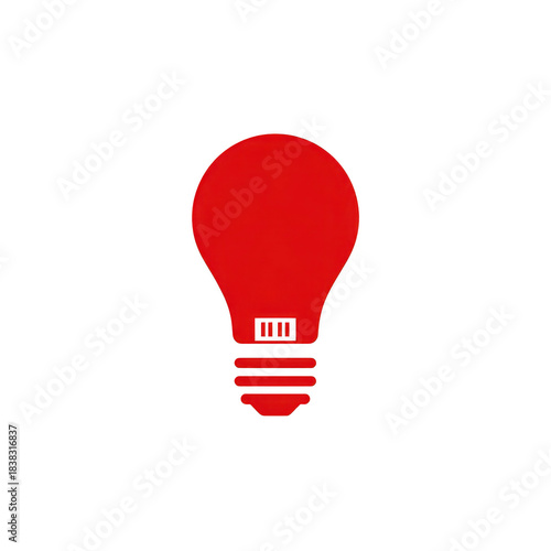 Red light bulb icon, minimalist design, isolated on transparent background, symbolizing creativity, innovation, and bright ideas, suitable for technology or energy concepts