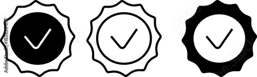 Black and White Approved Seal with Checkmark