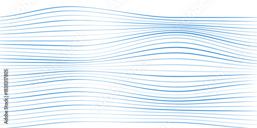 Blue wavy line background. Abstract flowing lines forming smooth, dynamic undulations. Elegant minimal design for backgrounds, technology, or motion themes. Modern vector illustration.