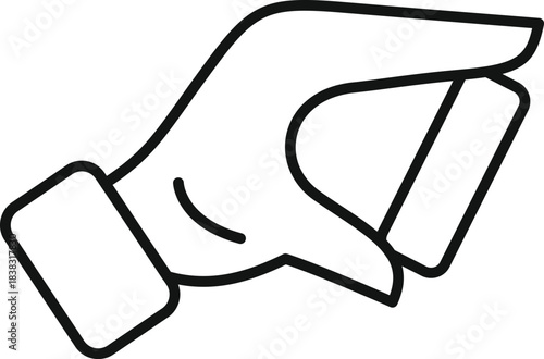 Line drawing of hand holding credit card representing online payment and cashless transactions