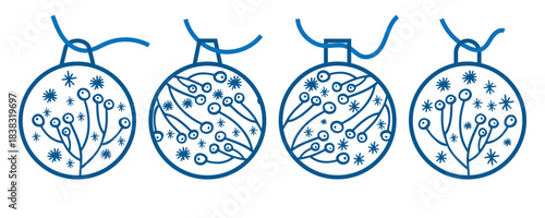 Outline christmas ornament vector for holiday decoration and christmas tree bauble design element vector