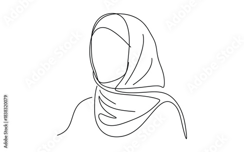 Simple line drawing of a woman wearing hijab