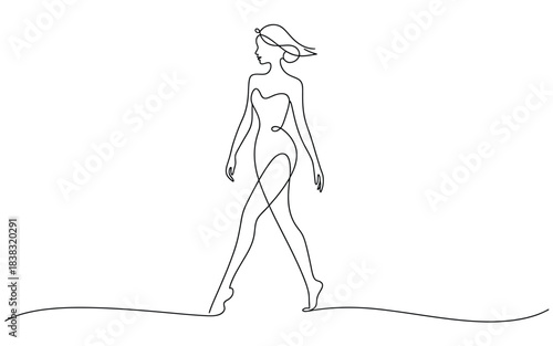 Woman walking freely with flowing hair