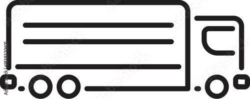 Minimalist line art icon of a delivery truck representing shipping, freight, and distribution services