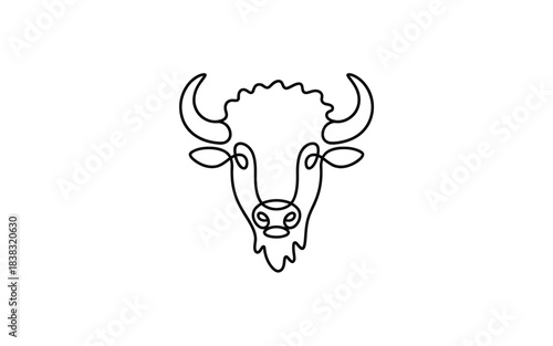 Simple line drawing of a bison head