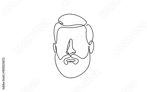 Continuous line drawing of a man with beard and mustache