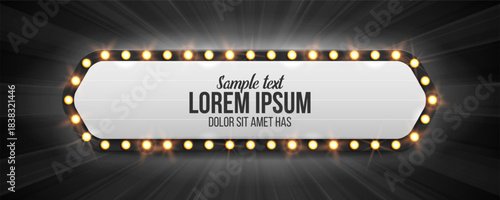 Shining retro billboard. Vintage bright sign board for your design. Vector illustration.