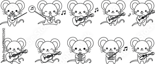 Black Silhouette Vector Set of Six Different Daisy and Sunflower Flower Heads and Blooms