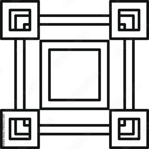 Blockchain technology connecting blocks with lines forming a square shape, representing secure and transparent transactions