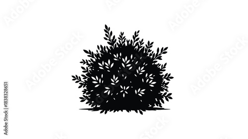 A simple black silhouette of a dense rounded bush or shrub plant