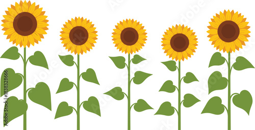 Black Silhouette Vector Collection of Assorted Floral Elements: Sunflowers, Tulips, and Daisies on Stems