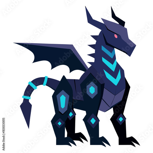 Robotic Dragon Cyberpunk Style Vector Art Illustration 