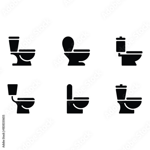Collection of toilet icons in silhouette