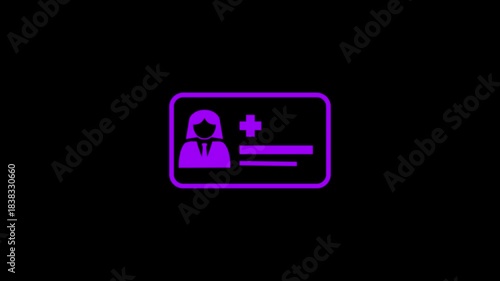 Animated medical card icon for healthcare and patient information. Concept of secure digital healthcare access.