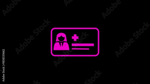 Animated medical card icon for healthcare and patient information. Concept of secure digital healthcare access.