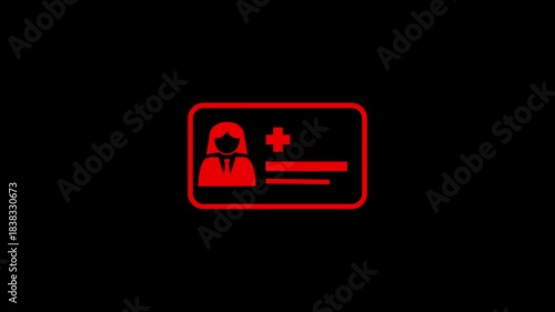 Animated medical card icon for healthcare and patient information. Concept of secure digital healthcare access.