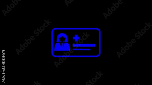 Animated medical card icon for healthcare and patient information. Concept of secure digital healthcare access.