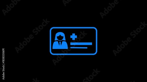 Animated medical card icon for healthcare and patient information. Concept of secure digital healthcare access.