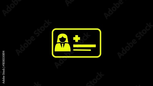 Animated medical card icon for healthcare and patient information. Concept of secure digital healthcare access.