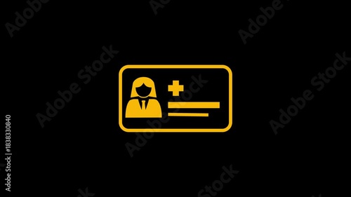 Animated medical card icon for healthcare and patient information. Concept of secure digital healthcare access.