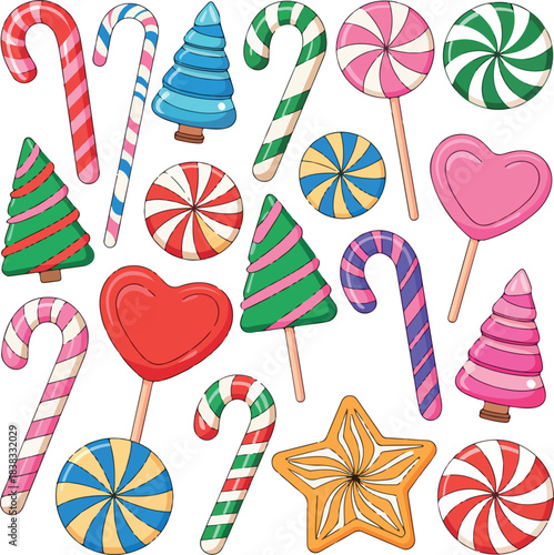 Colorful lollipops and candy set illustration for birthday celebration