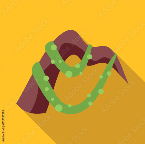 Tree branch with a green vine plant wrapping around in a flat design illustration