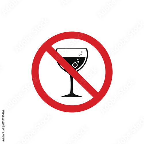 No Alcohol or Drinking Prohibited Sign. Public Place Restriction Symbol.