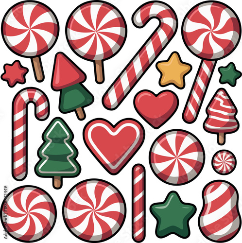 Seamless Christmas candy cane pattern illustration vector design