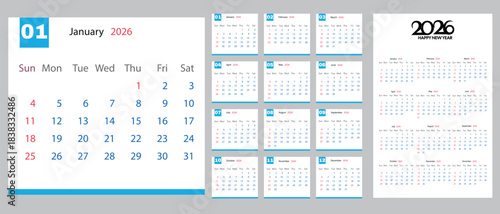 2026 Yearly Calendar Template Design