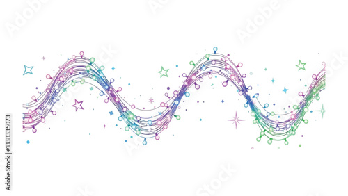 Festive light wave: A vibrant and colorful string of lights dances gracefully, evoking feelings of joy and celebration, with subtle stars twinkling. 