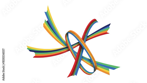 Ribbon of Rainbow Colors: An elegant, stylized ribbon design in vibrant rainbow hues, evoking feelings of inclusivity, and hope, ideal for themes of diversity and harmony.