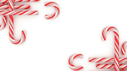 Candy cane border corner decorations on white backdrop, large copy area in center
